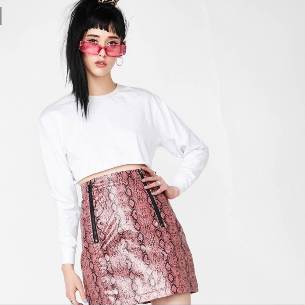 Lazy Oaf Pink Zipper Rattlesnake Mini A Line Skirt - image 1
